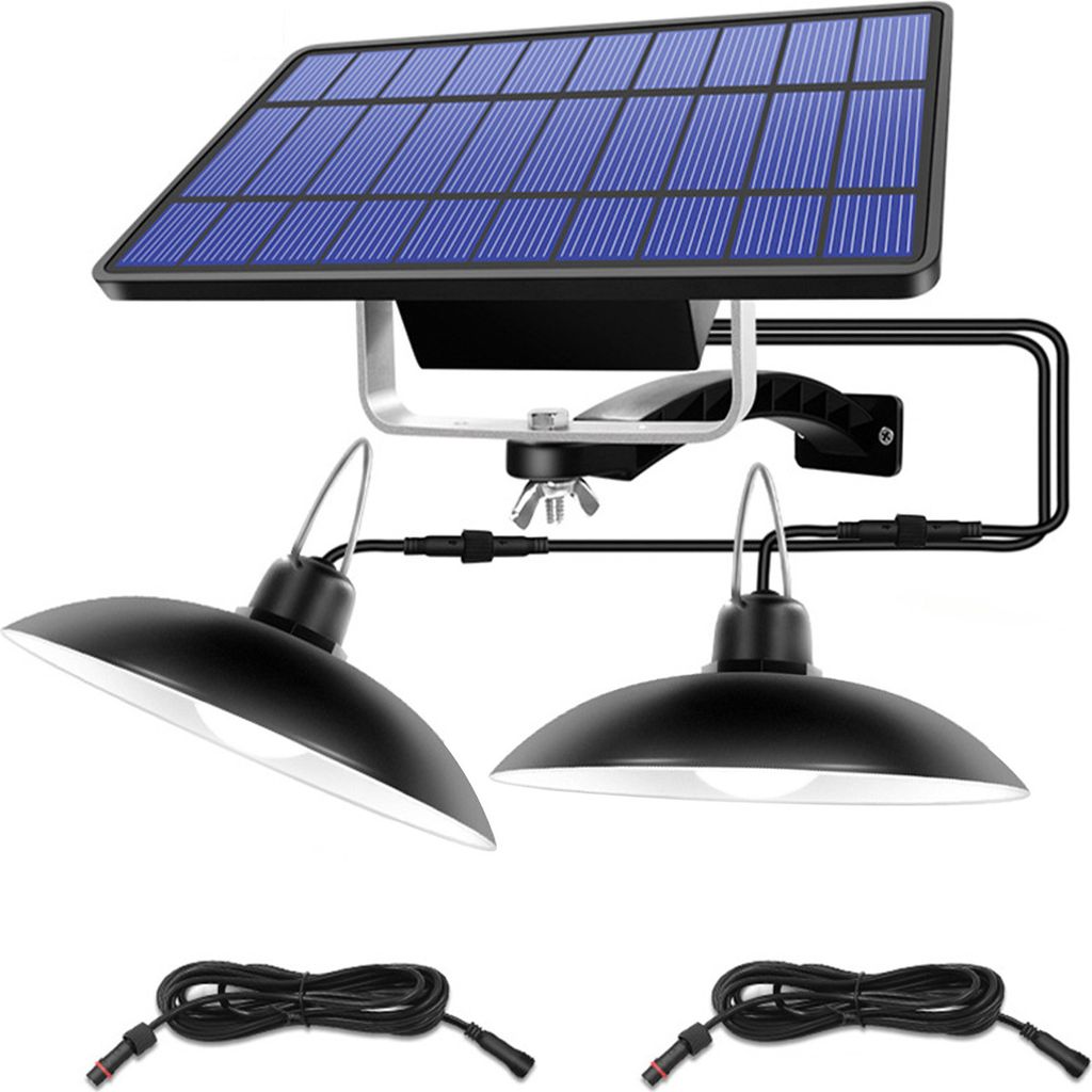 Solar-Pendelleuchten fuer den Aussenbereich, IP65, wasserdicht, mit Doppelbirne, Lampen von Daemmerung bis Morgengrauen, LED-Aussenleuchte fuer Ter...