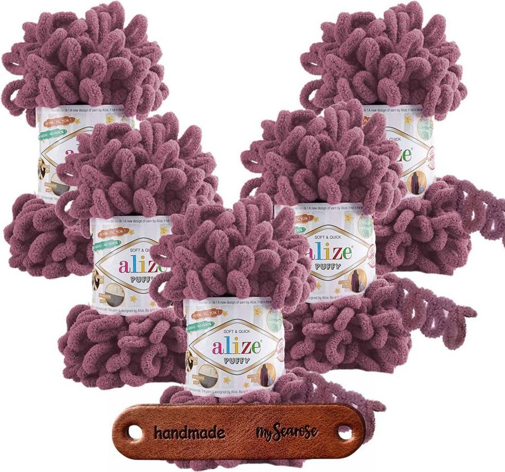 5 x ALIZE Puffy 28 Rose mit Label Produktbild 