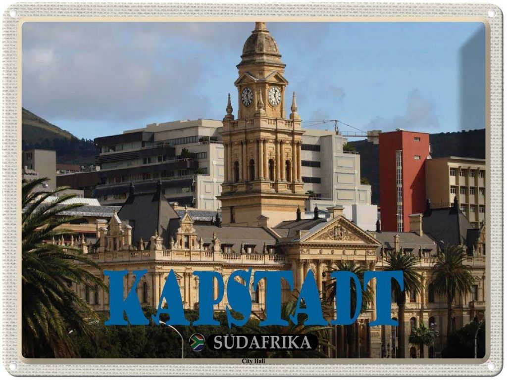 vianmo Blechschild 30x40 cm Kapstadt Südafrika City Hall Bildmotiv Reisemotiv Abenteuer Reisen