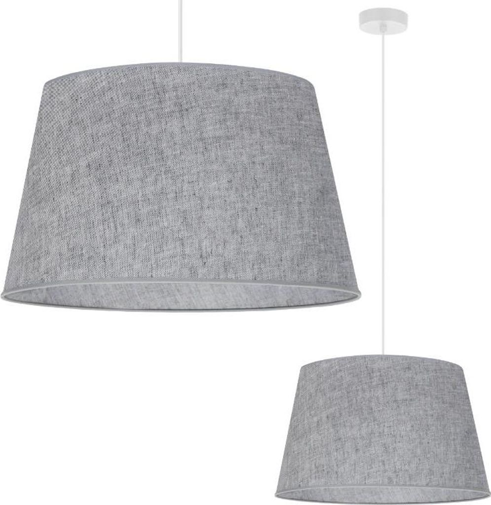Hängeleuchte Len Kegel weiß 1-flammig Lampenschirm Grau L04 44cm