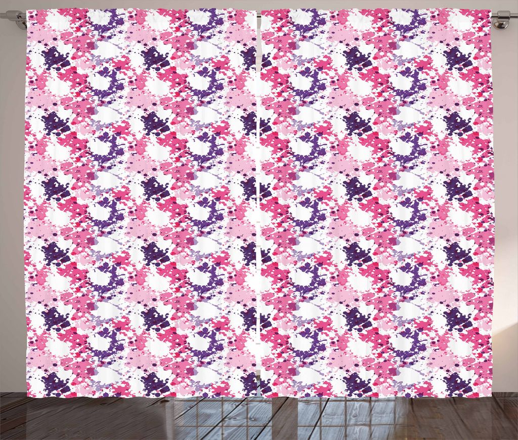 ABAKUHAUS Abstrakt Rustikaler Vorhang, Künstlerische Malfarben, Wohnzimmer Universalband Gardinen mit Schlaufen und Haken, 280 x 225 cm, Lila Wei...