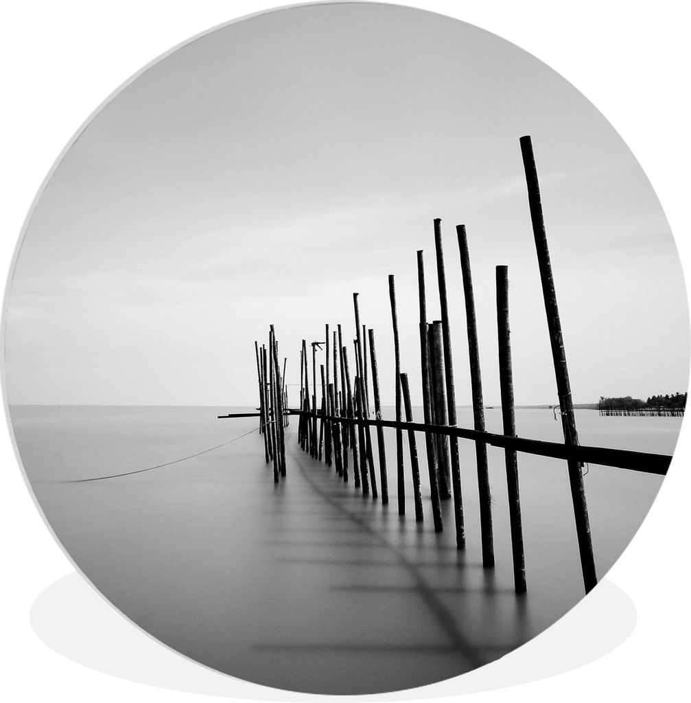 MuchoWow Rundes Wandbild - Runde Bilder Foto eines Holzstegs in ruhigem Wasser Ø 90 cm Kreis Wanddekoration Kunststoff - Wandkreis - Wandschmuck...