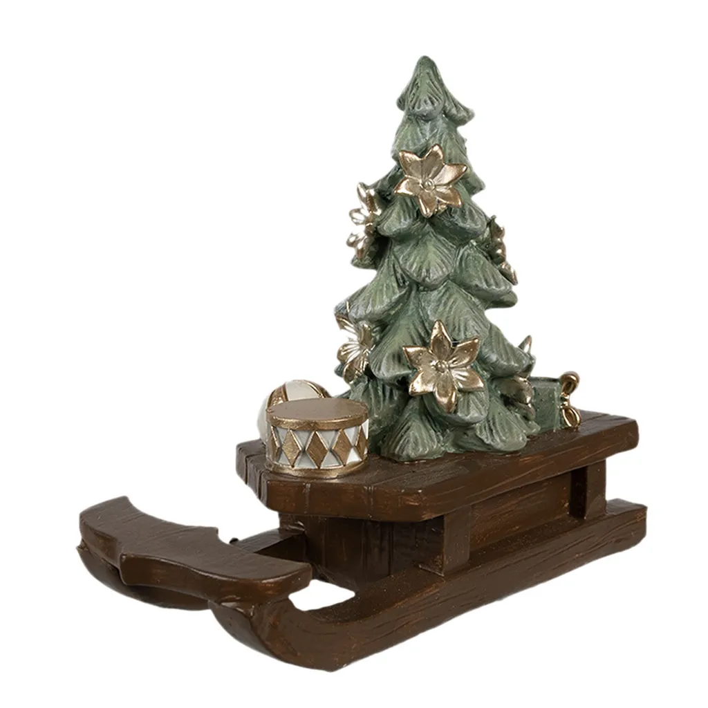 Figurine Traîneau Noël 20cm Marron Style Rustique Clayre & Eef - 2