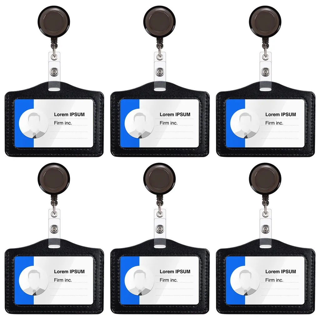 Porte-badge 2 cartes avec étui rigide et enrouleur automatique