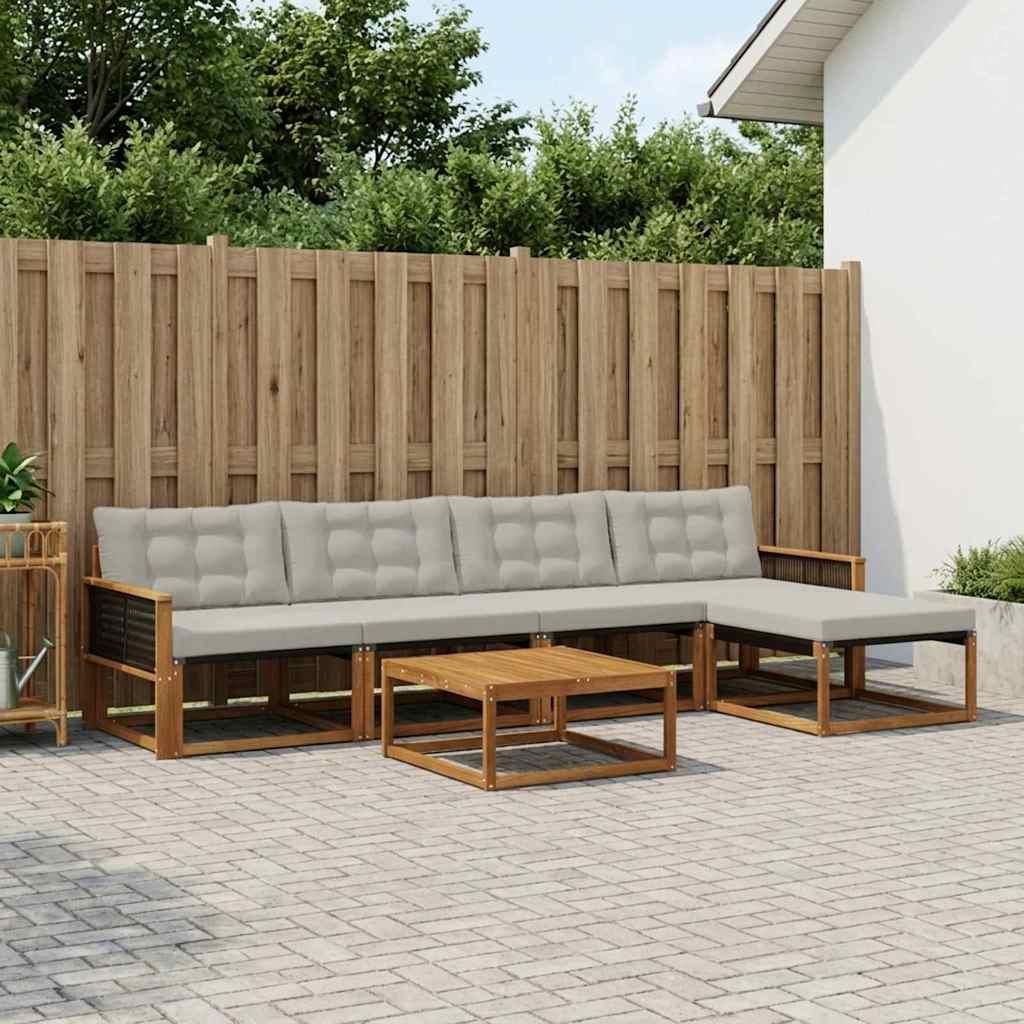 Möbel Outdoor-Sofagarnitur mit Kissen 6 pcs Natürlich und HellgrauGartensofas - Gartensofas c294