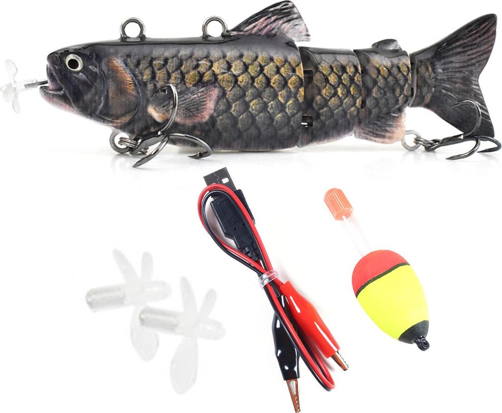 13CM/35G Elektrischer Angelköder mit mehreren Gelenken und Haken, USB-aufladbar, LED-Leucht-Swimbait, Roboter-Kunstköder, Angelzubehör