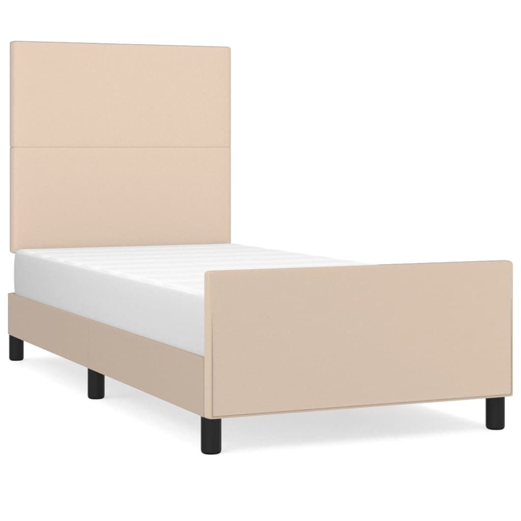 vidaXL Bettgestell mit Kopfteil Cappuccino-Braun 100x200 cm Kunstleder