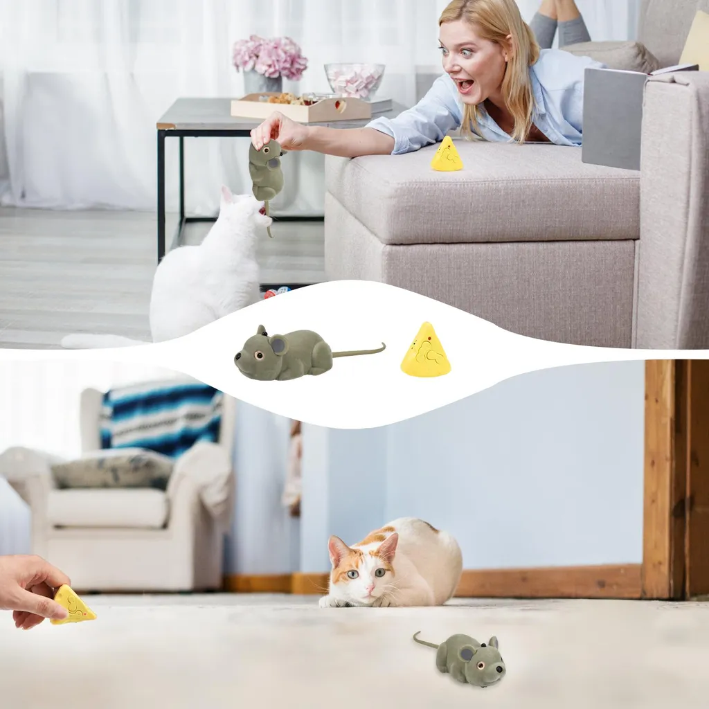 Souris Interactive Électrique pour Chat Rechargeable Grise Résistante - 7