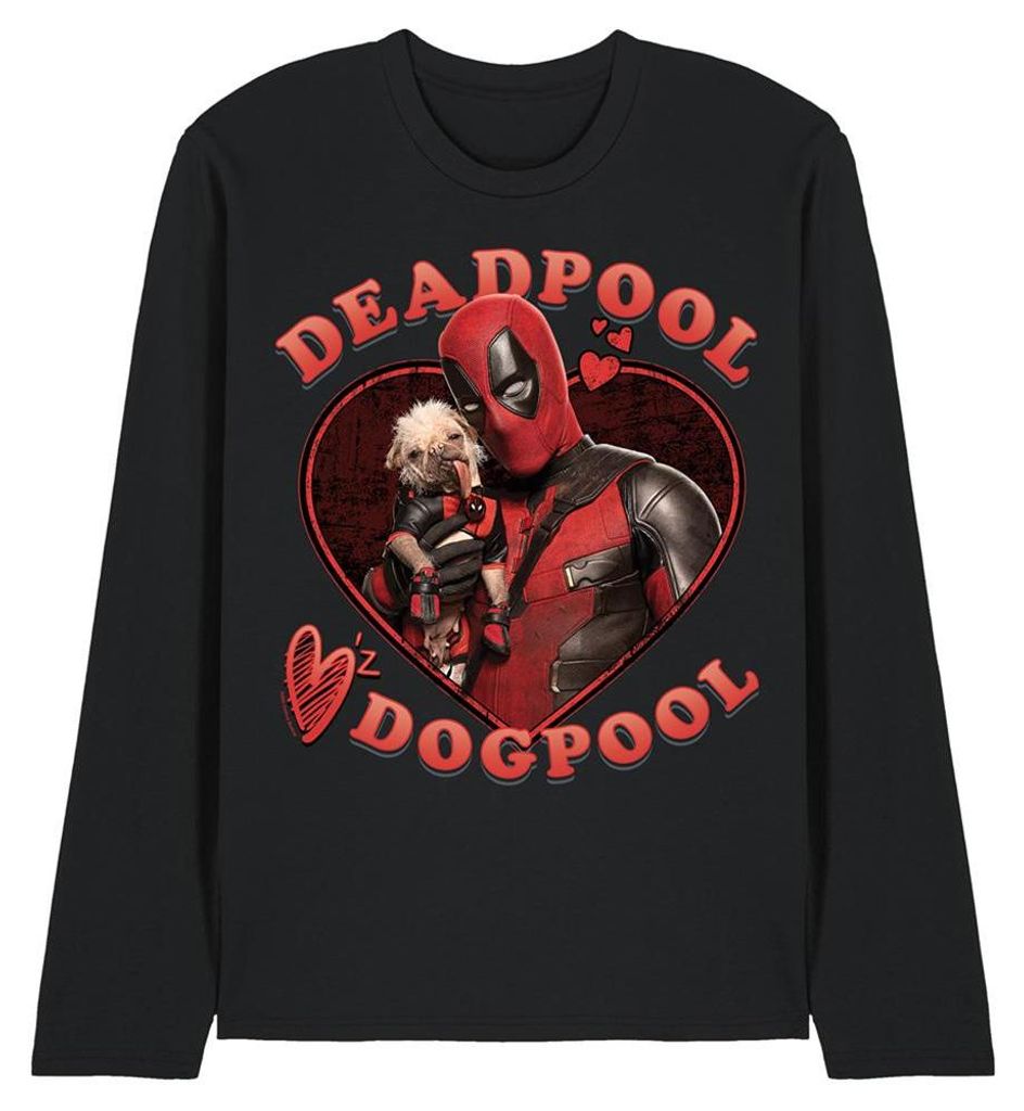 Deadpool & Wolverine - "Wade Loves Dogpool" T-Shirt für Herren/Damen Uni, Langärmlig TV34575 (M) (Schwarz)