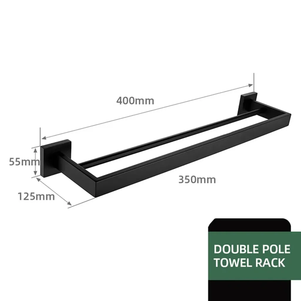 Matériel salle de bains finition noir mat avec étagère murale 40cm - 2