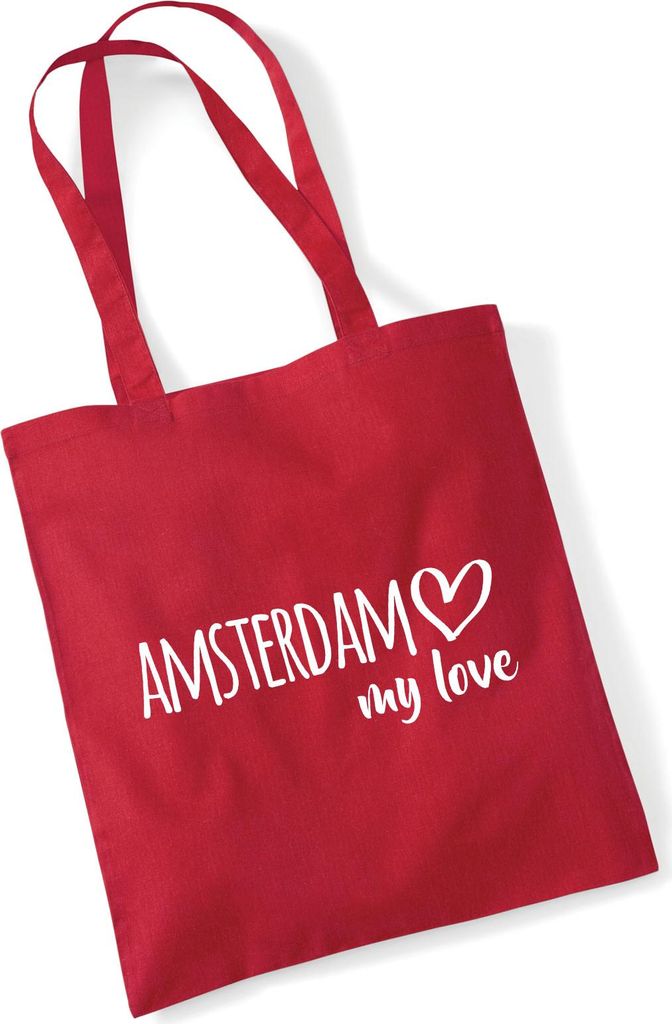 Huuraa Jutebeutel Amsterdam my love 10 Liter Classic Red Baumwolle Tasche Geschenkidee
