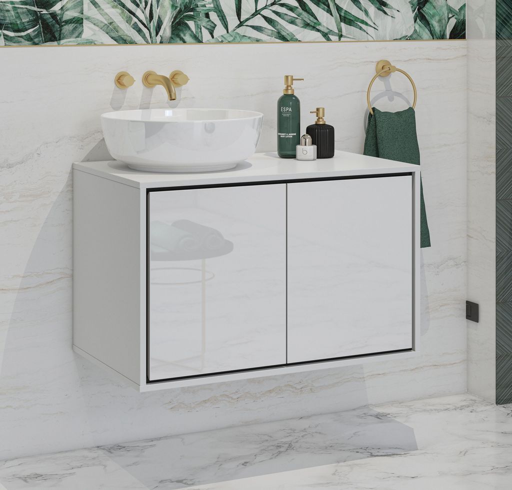 Skříňka pod umyvadlo 78 cm AMPHION - bílá / černá Obrázek produktu 