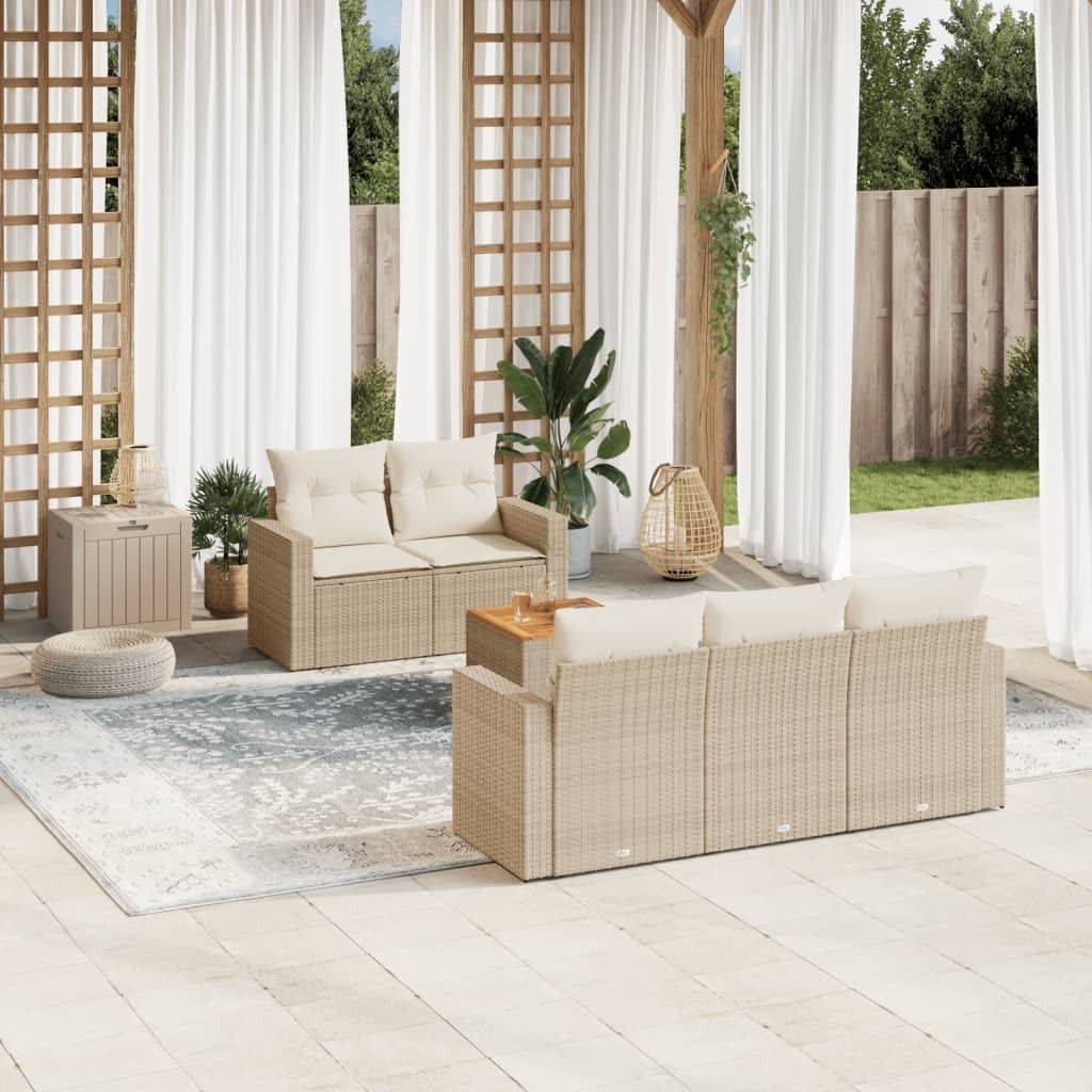 Maison Exclusive - 6-tlg. Garten-Sofagarnitur mit Kissen Beige Poly Rattan
