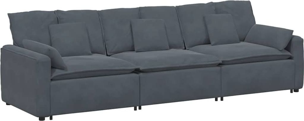 vidaXL Modulares Sofa mit Kissen Dunkelgrau