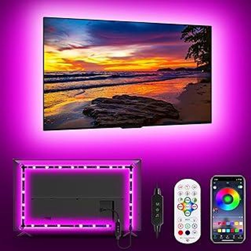 Daymeet TV-Lichter für 32-43-Zoll-Fernseher, RGB-LED-Lichter für TV, Musik, Synchronisation, TV, LED-Hintergrundbeleuchtung, Farbwechsel mit Fern...