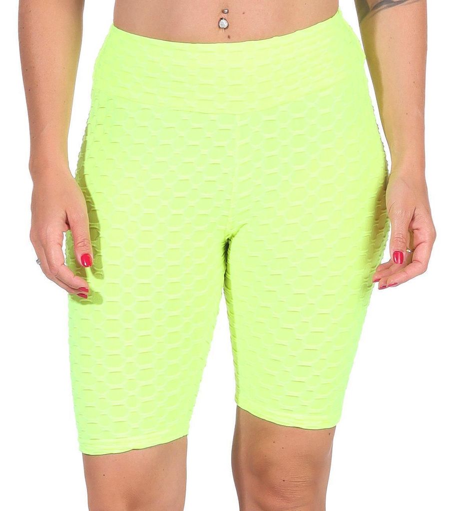 Leggings 1/2 Radlerhose kurz gemusterter Stoff Gelb XS/S