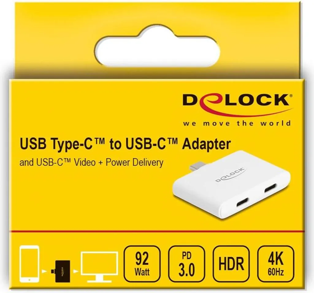 Adaptateur DELOCK USB-C vers USB-C Transfert 10 Gbps et Vidéo 4K 60Hz - 4