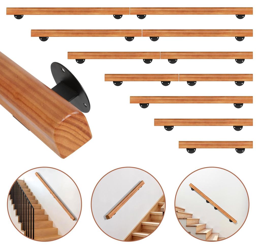 Corrimano da parete in legno di pino, lunghezza 150 cm, Immagine del prodotto 
