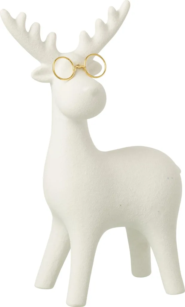 Renne J-Line en Porcelaine Blanc Doré - Déco de Noël Design et Incassable