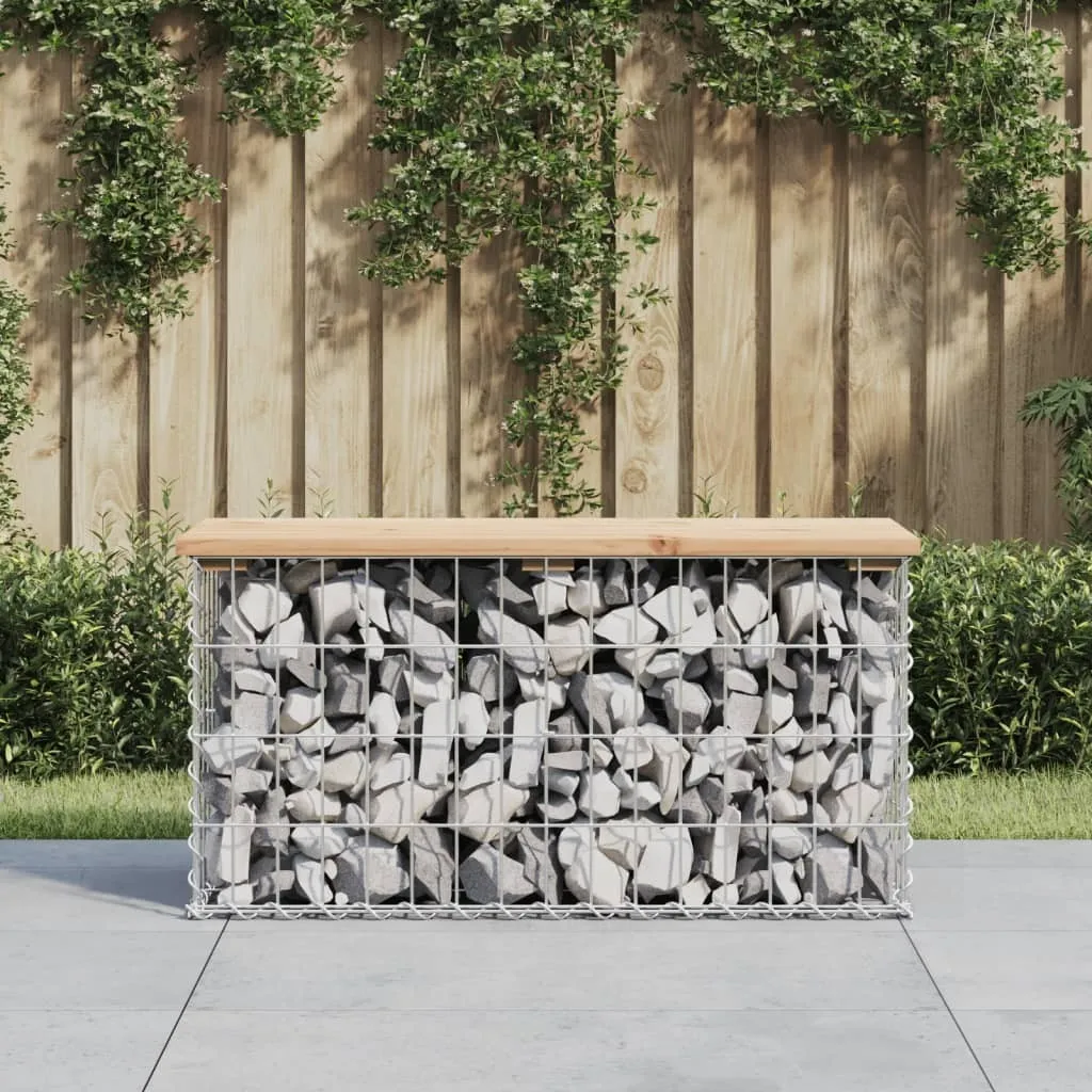 The Living Store Panchina da giardino Gabion 83x31,5x42 cm in legno di pino massiccio
