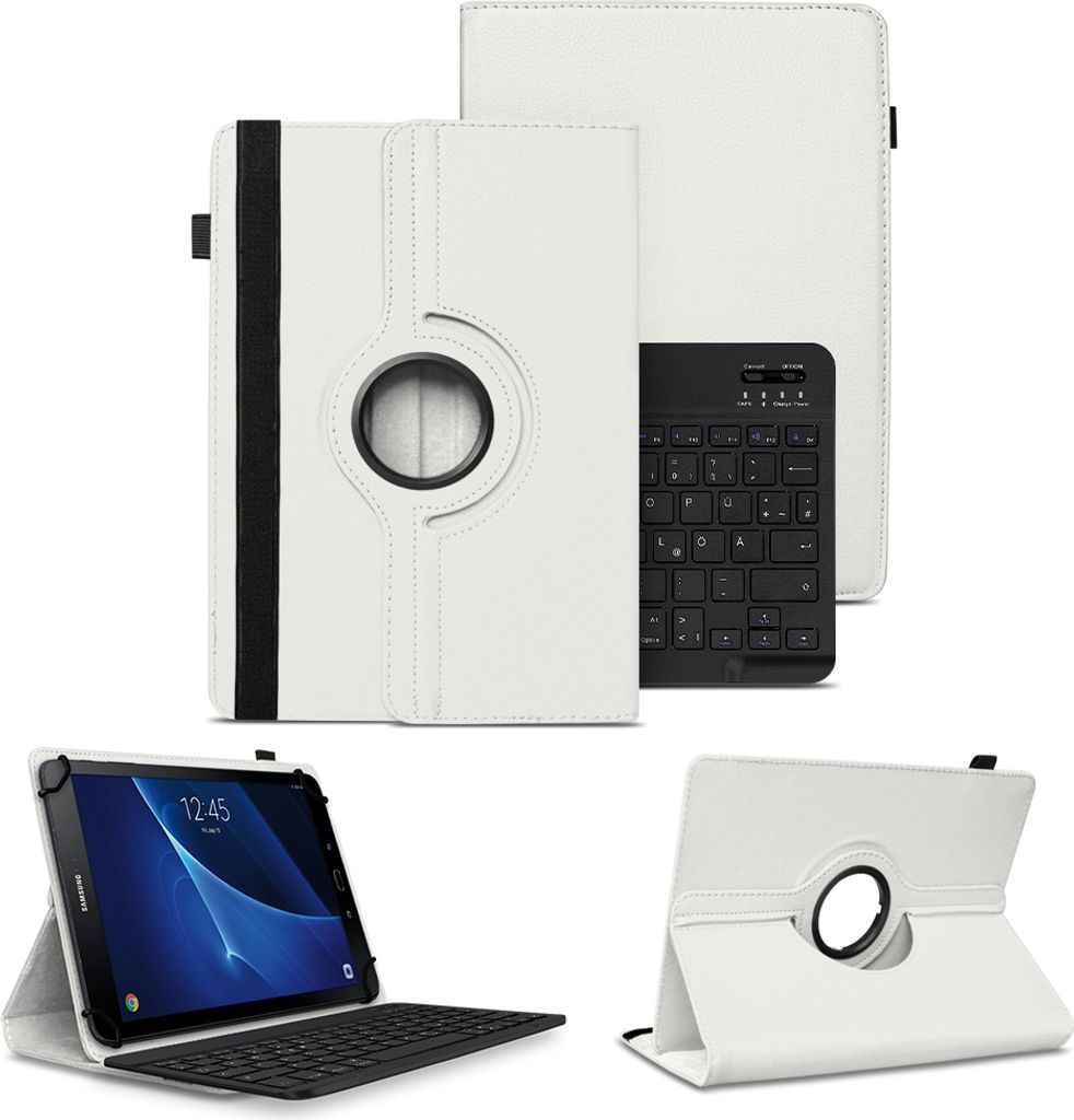 Schutzhülle Samsung Galaxy Tab A6 10.1 2016 Hülle Tablet Tasche QWERTZ TastaturFarben:Weiss