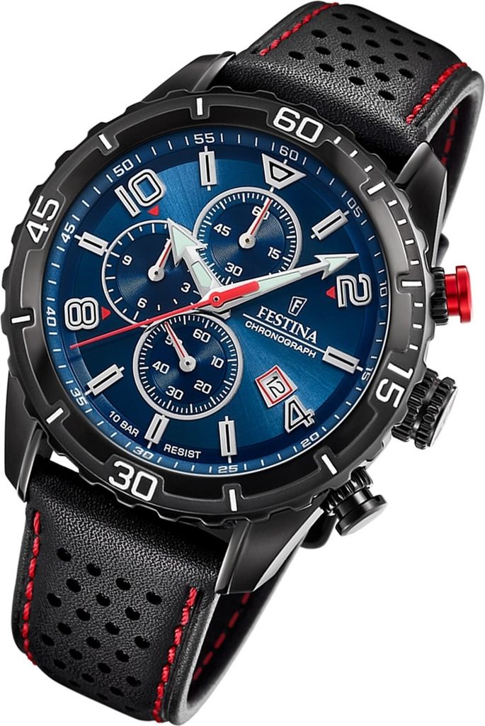 Festina Herren Uhr Chronograph F20519/2 Leder Armbanduhr Produktbild 