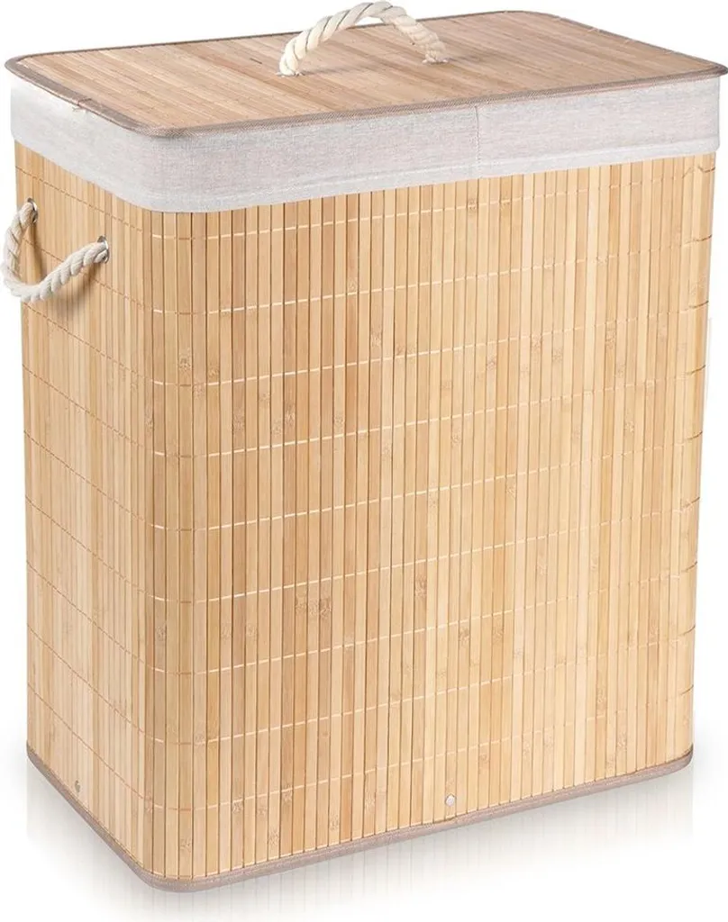 Panier à linge en bambou double bac pour éviter les mauvaises odeurs