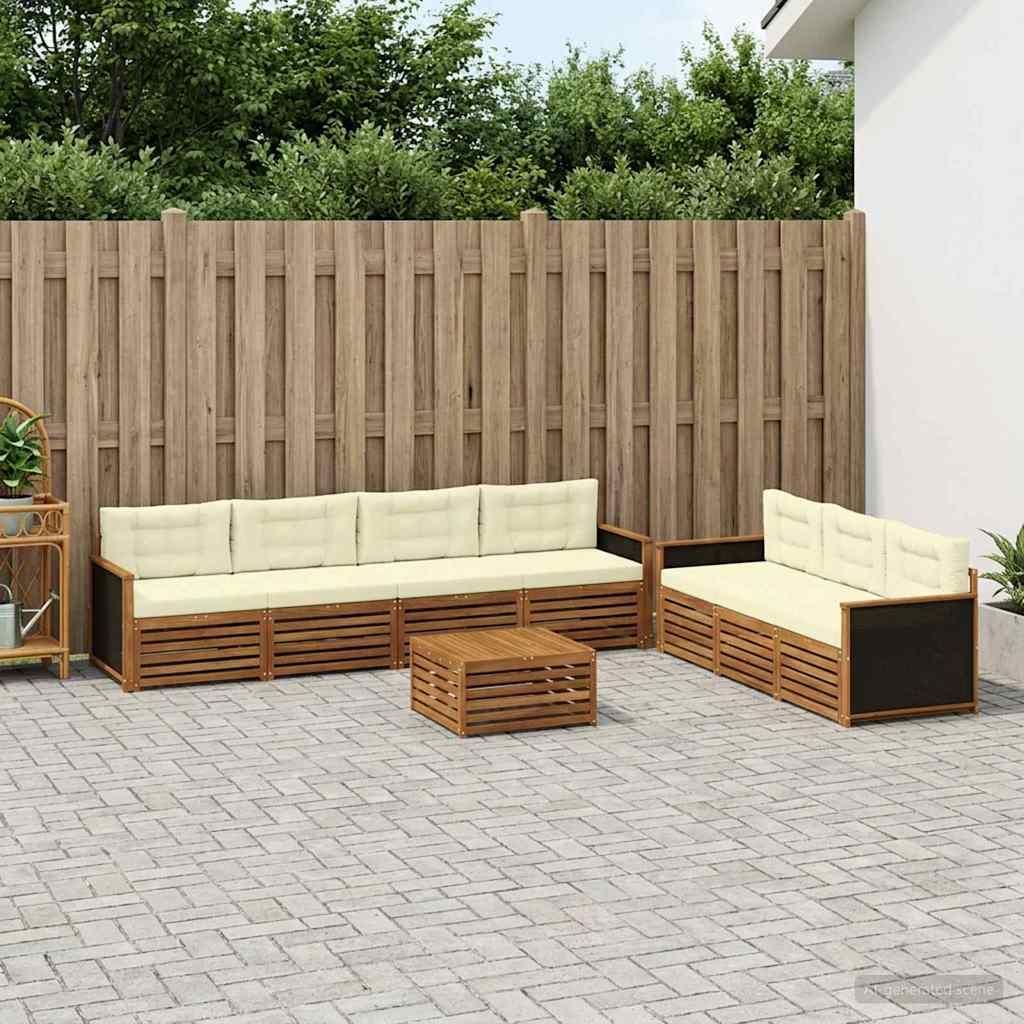 Möbel Outdoor-Sofagarnitur 8 pcs Natur und Creme 79 x 79 x 37 cmGartensofas - Gartensofas c1143