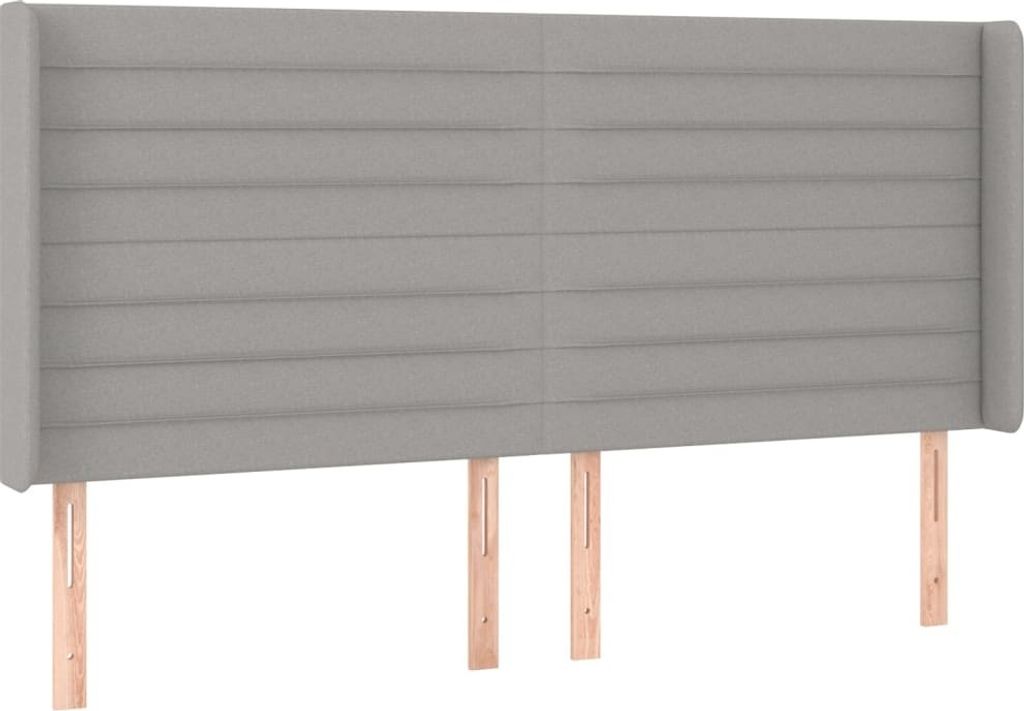 Kopfteil mit Ohren Hellgrau 163x16x118/128 cm Stoff