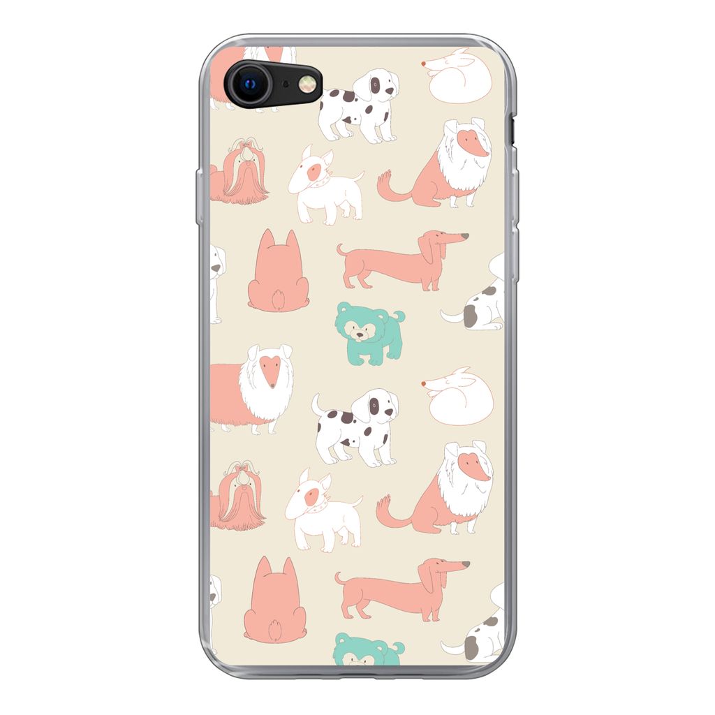 MuchoWow Handyhülle Schutzhülle Hülle für iPhone SE 2022 Muster - Hund - Welpe - Jungen - Mädchen - Kinder - Kinder Silikon Softcase Handy H...