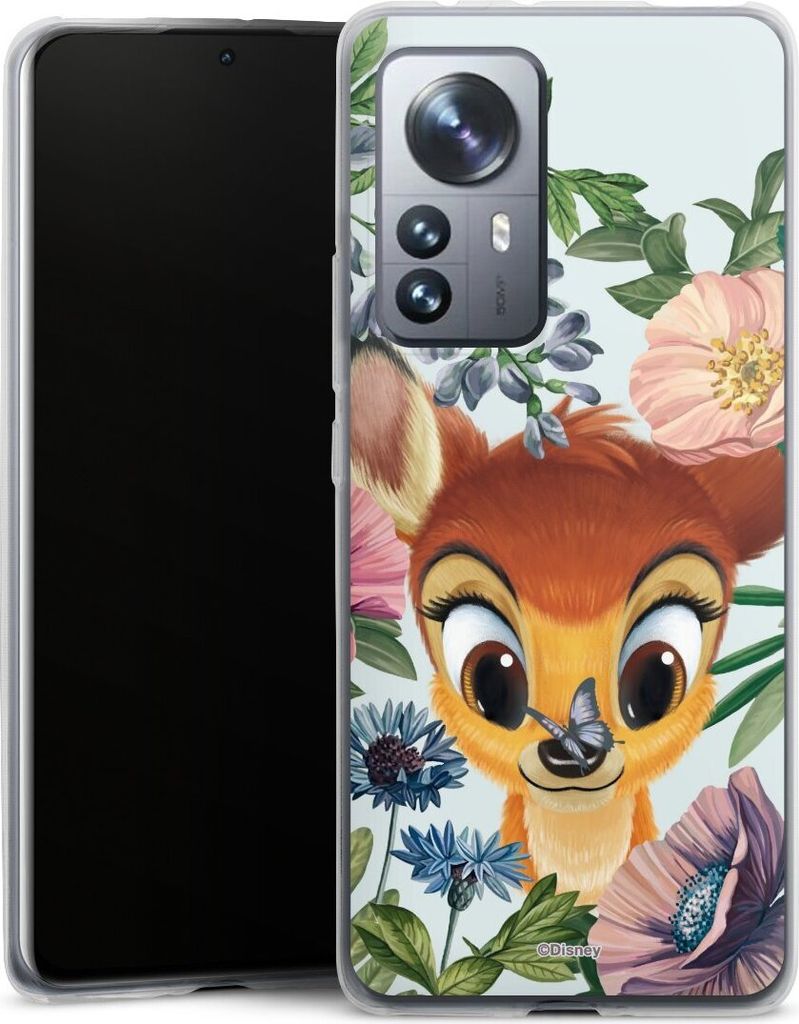 DeinDesign Slim Hülle für Xiaomi 12 Pro 5G Silikon Case Ultra Dünn Handyhülle Bambi Blumen Disney