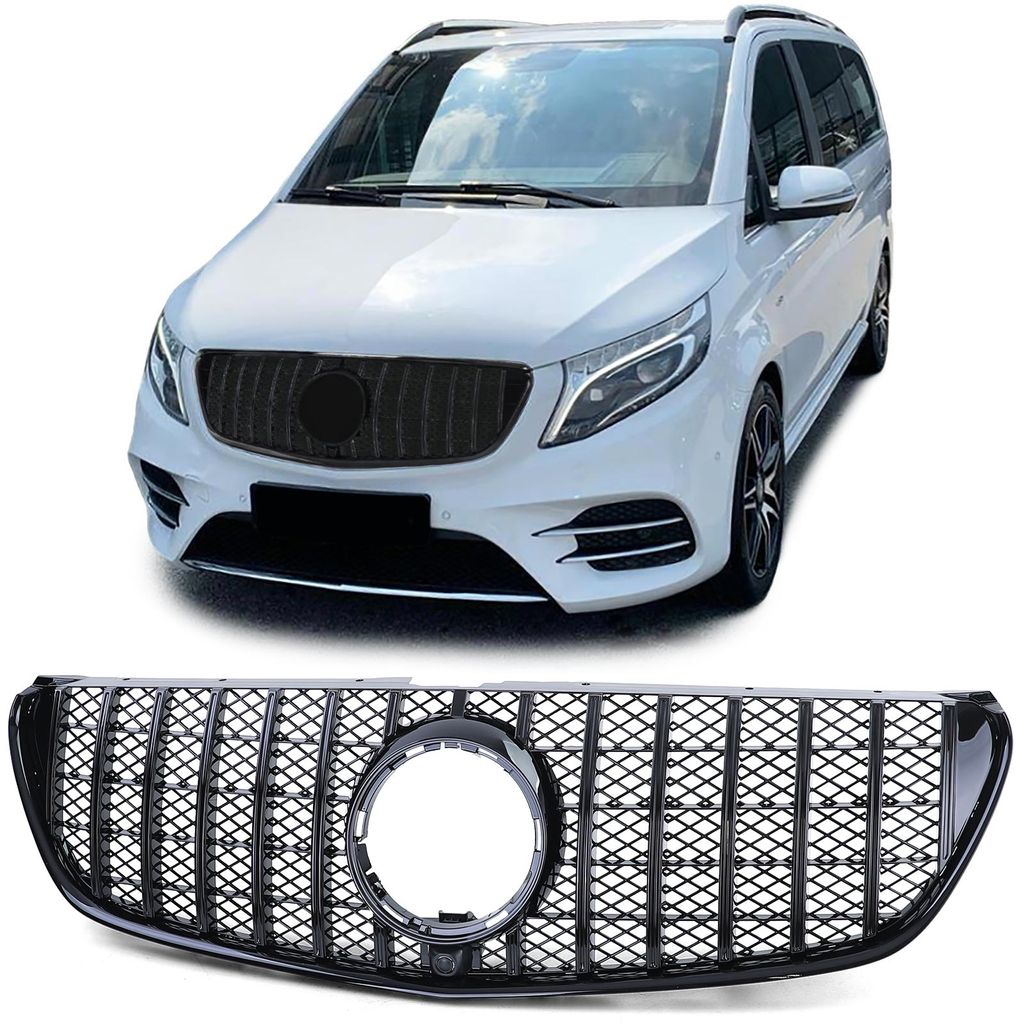 Sport Kühlergrill Schwarz Glanz für Mercedes V Klasse W447 Produktbild 