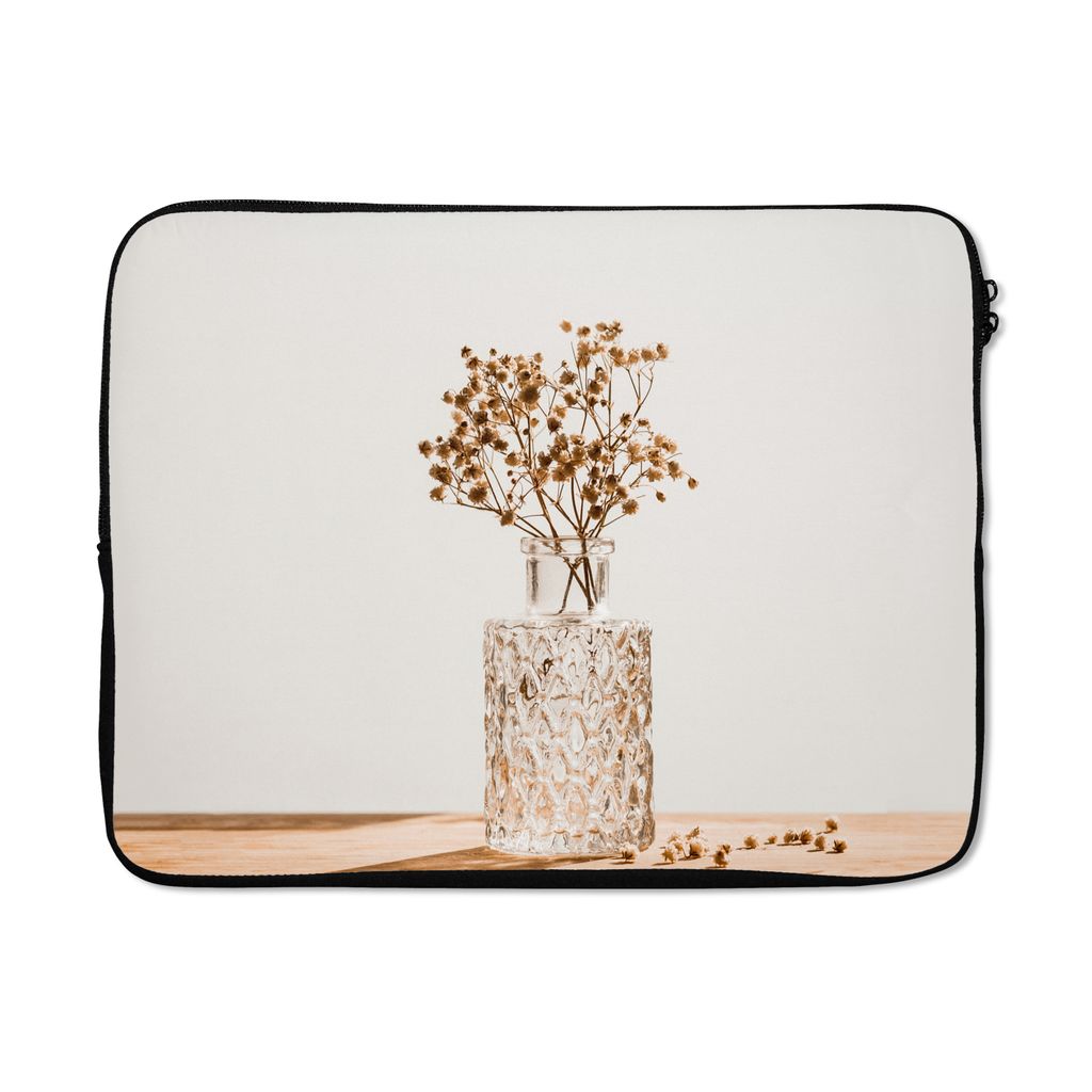 MuchoWow Laptop Hülle 17 Zoll Laptoptasche Stilleben - Getrocknete Blumen - Topf - Zipper - Schutzabdeckung