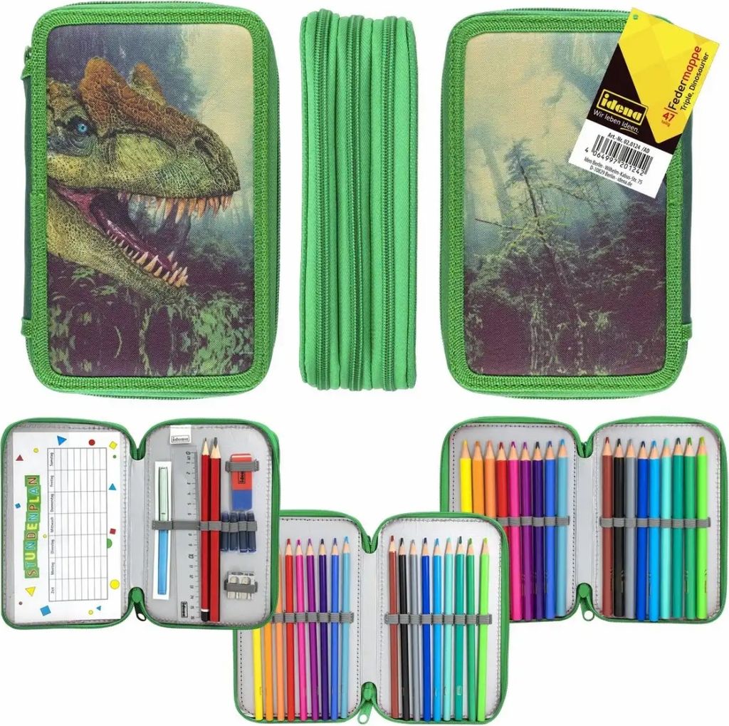 Idena Federmappe Triple 47 Teile – Dinos Produktbild 