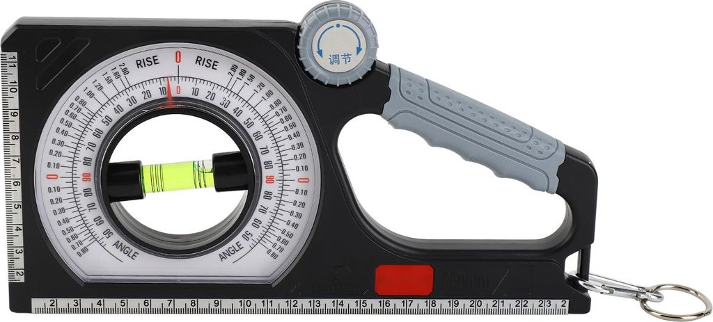 Multifunktions-Neigungsmesser für Bauwesen und Technik, 130°-Winkelmesser mit Karabinerhaken