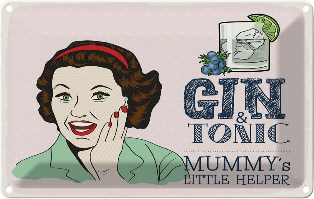 vianmo Blechschild 20x30 cm lustig Gin Tonic Mummy´s Helper Produktbild 