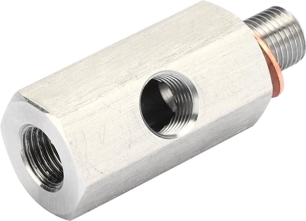 1/8 Zoll NPT Öldrucksensor-T-Stück auf M10 10x1,0 Außengewinde-Adapter Turbo-Zuleitung Manometer