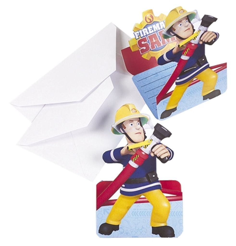 Einladungskarte 8 Stück Feuerwehr Fireman Sam Produktbild 