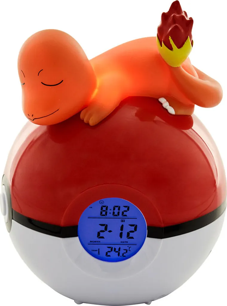 Réveil Veilleuse Pokémon pour Chambre Enfant Salamèche Pokeball 18cm