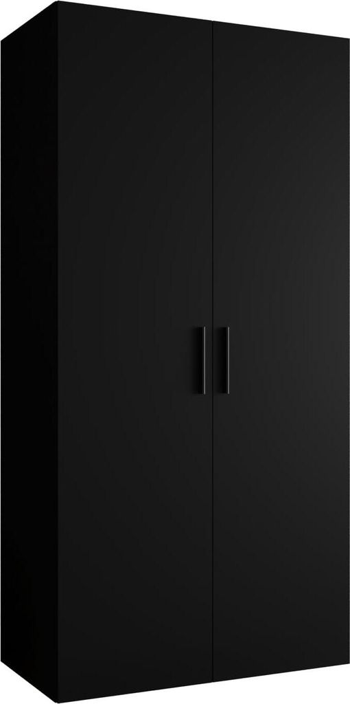 MEBLE KRYSPOL Schrank 100x202x52 cm mit Kleiderstange, 2xTür, BARI, Schwarz, Griff Schwarz