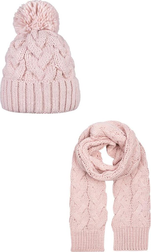 BRAID POWDER PINK Mütze und Schal Set