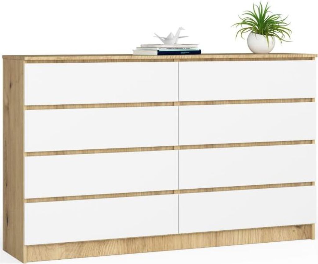 BDW, komoda s 8 zásuvkami, 160x40x99 cm, K160, dub Artisan Obrázek produktu 