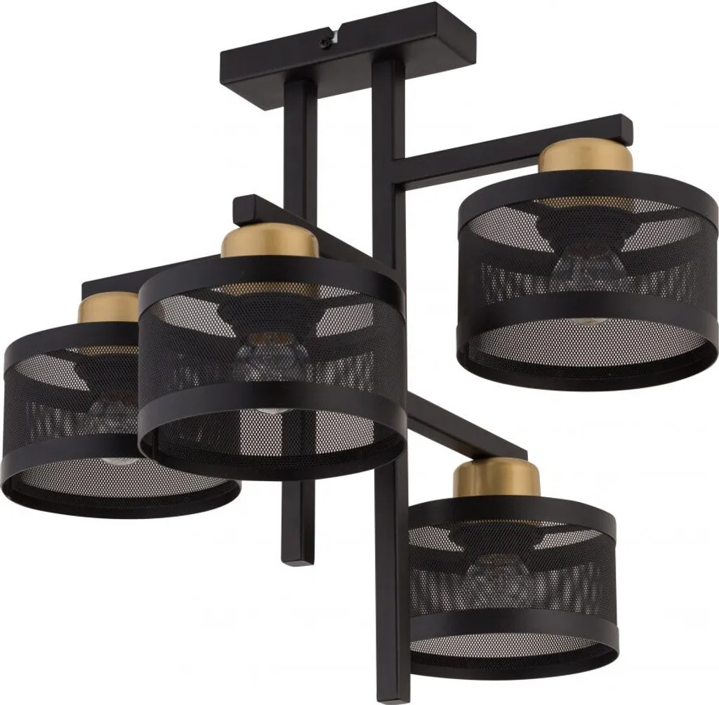 Plafonnier Sigma Lighting Noir et Doré 4xE27 15W - Luminaire Moderne Sigma