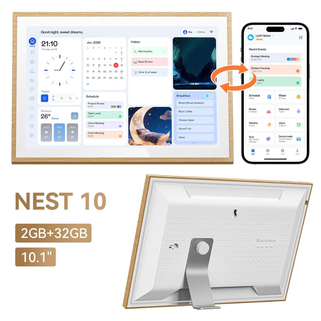 2026 NEU! Blackview NEST 10, 10,1" Digitaler Kalender und Produktbild 