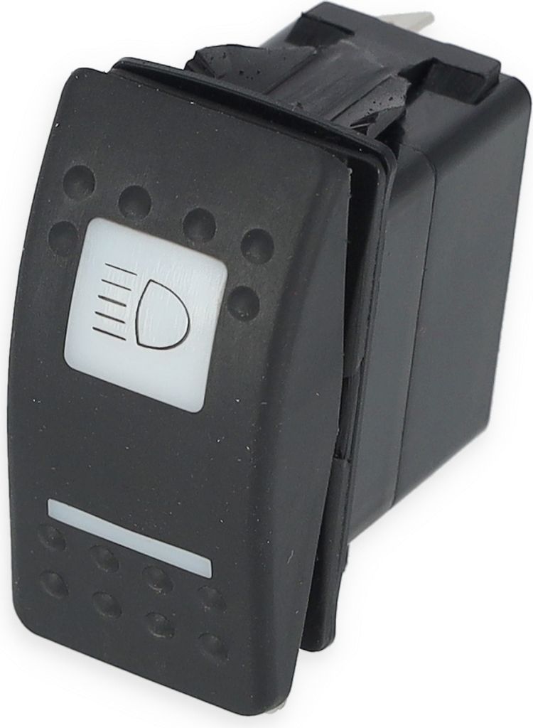 Kippschalter ON-OFF-ON, 12 V, mit verschiedenen Symbolen wählbar, ohne LED & Beleuchtung Symbol: Scheinwerfer