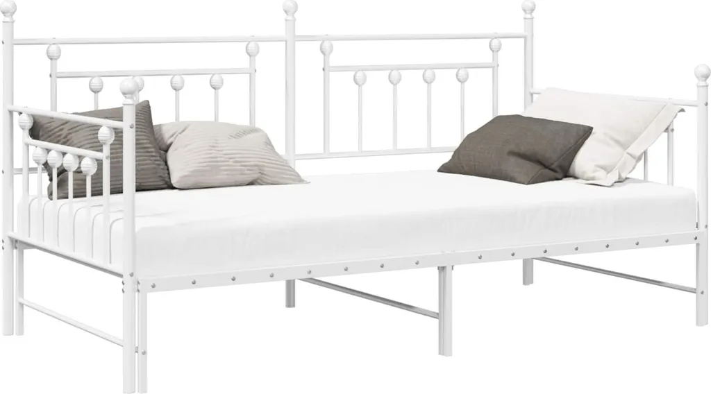 Cadre de lit de jour blanc 90x190 cm en acier ID-204 - Sommier inclus