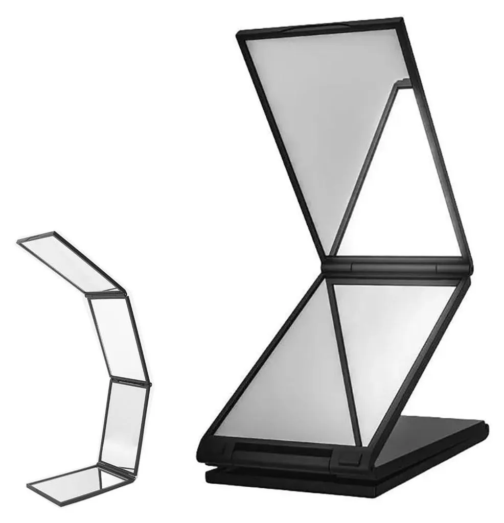 Miroir de maquillage pliable à 4 faces pour coiffure et soin de beauté