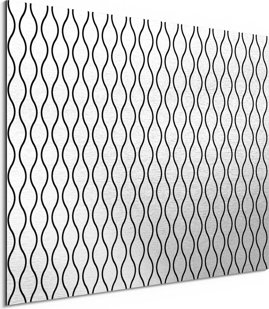 DEQORI Alu-Dibond Bild Silber 40x30 cm 'Wellen im Takt' Wandbild Metall dünn Design