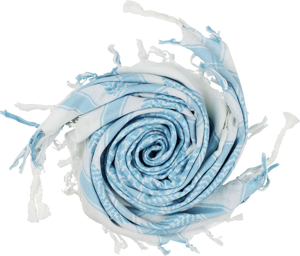 Palituch - weiß - blau-hellblau - Kufiya PLO Tuch Produktbild 2