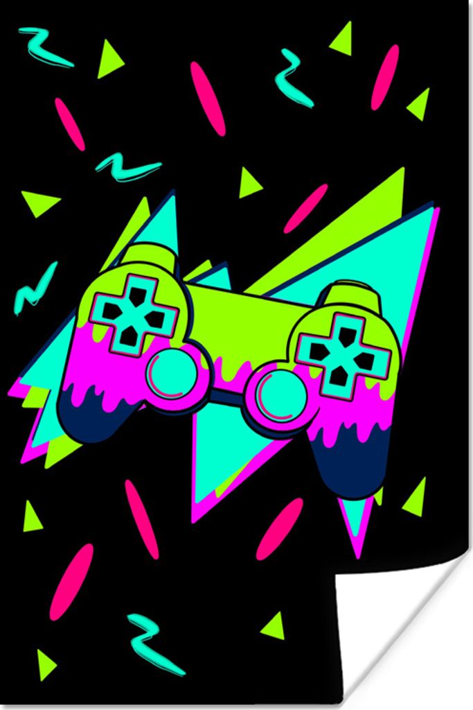 MuchoWow Poster Gaming - Controller - Schwarz 60x90 cm - Wanddekoration